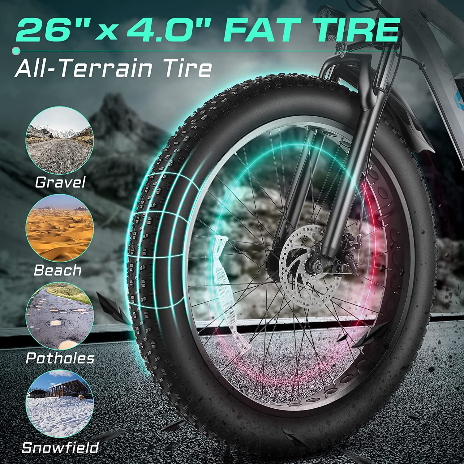 500W Fat Tire Electric Mountain Bike