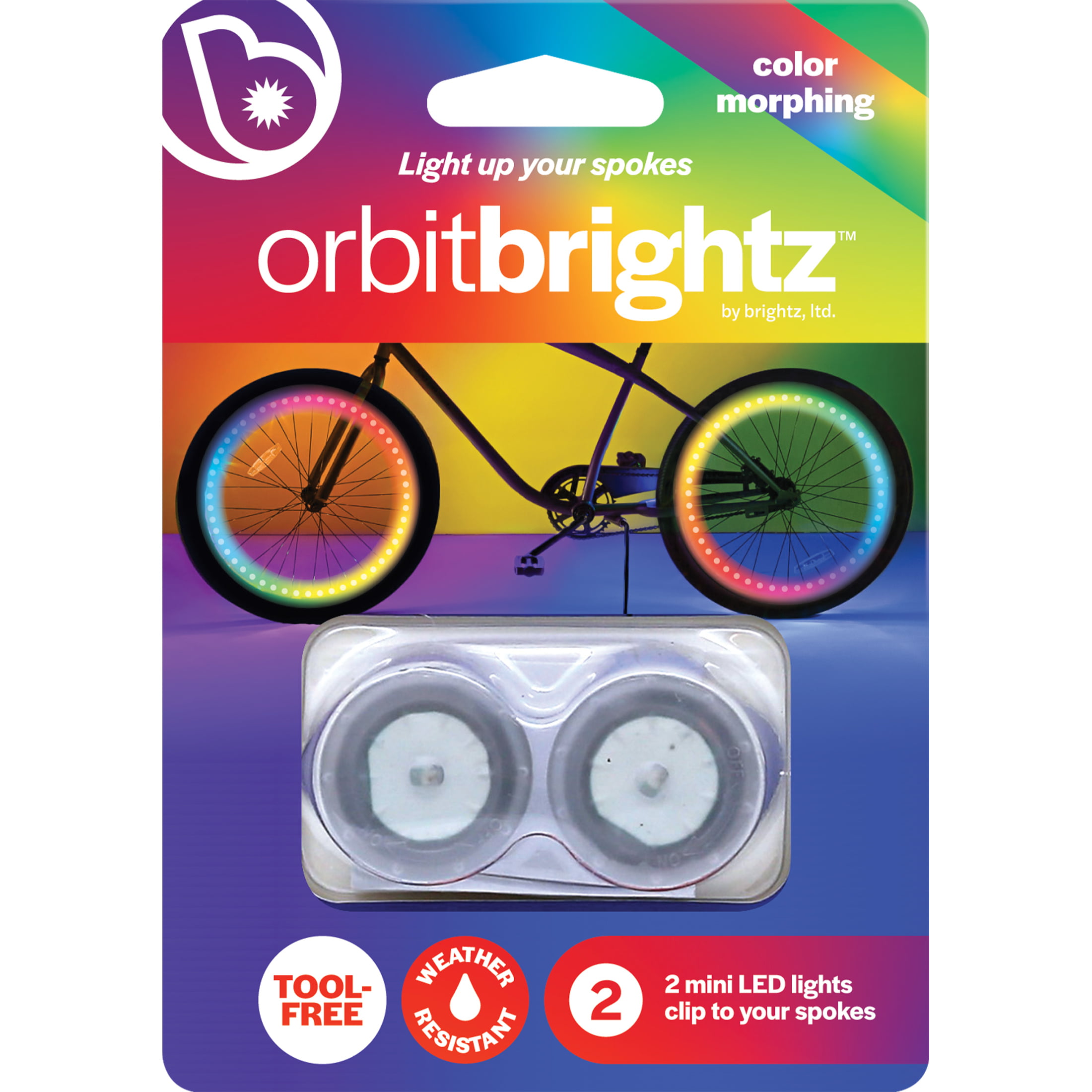 Color-changing LED bike spoke clips, 2 pack