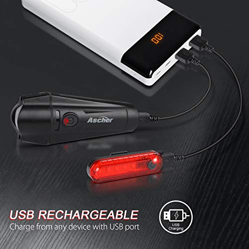 Powerful USB Rechargeable Bike Light Set