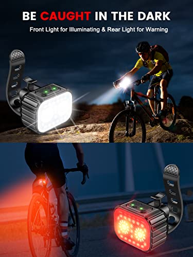 Rechargeable Bike Lights Set, 8+12 Modes