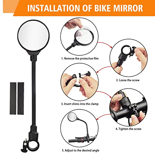 Rotatable Bike Handlebar Mirrors - 2 Pack
