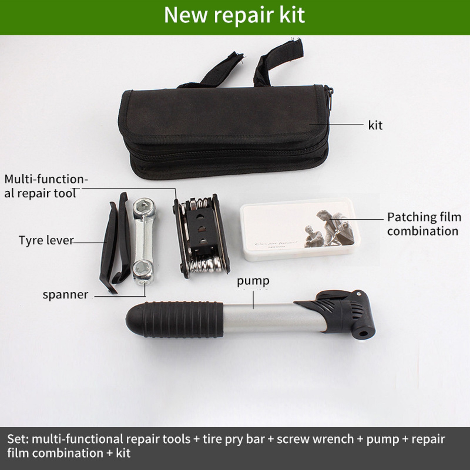 Bike Tire Repair Kit with Multitool Set