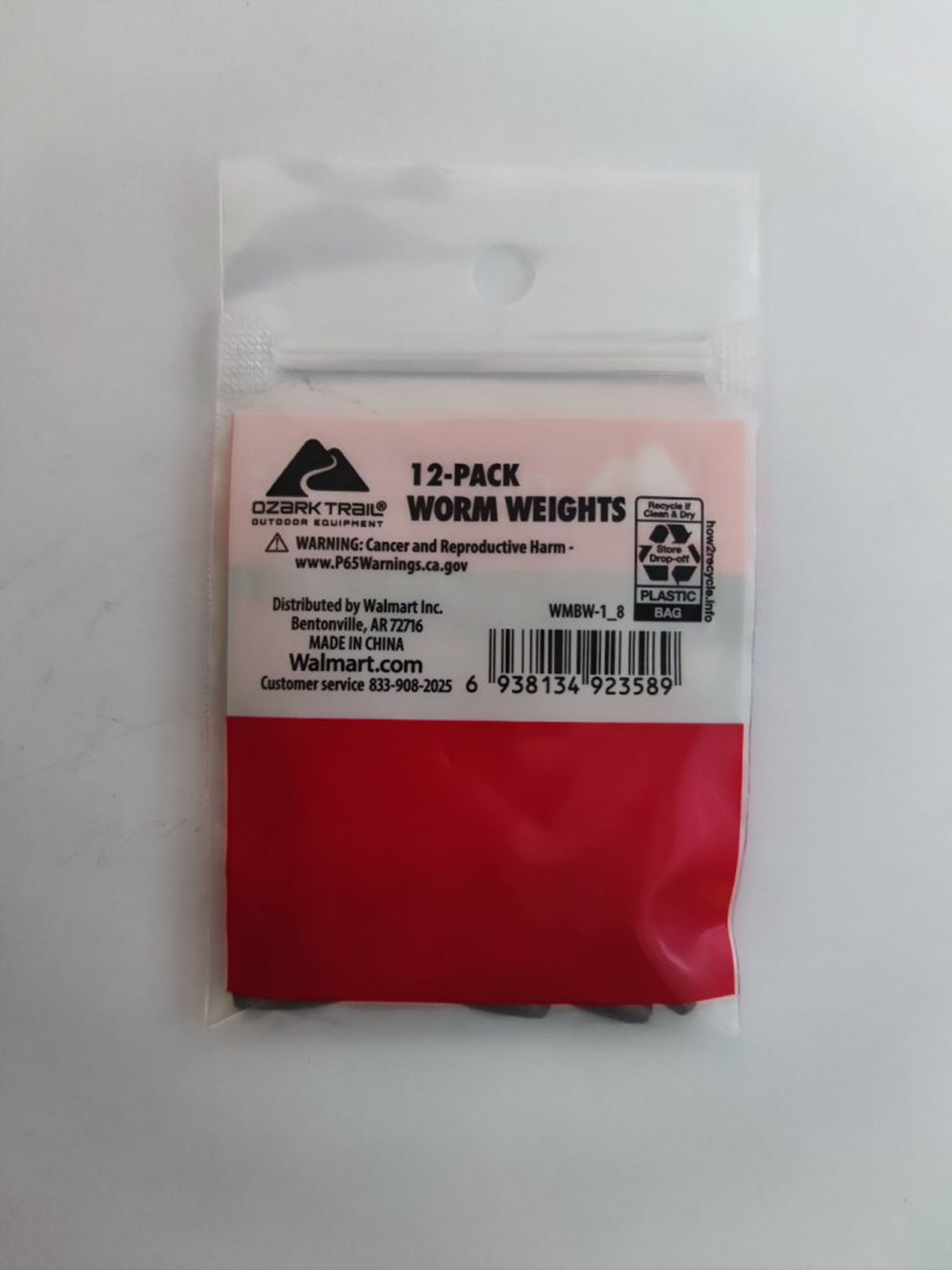 Ozark Trail Fishing Worm Weight, 1/8oz