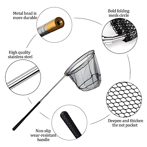 75" Aluminum Telescoping Fishing Landing Net, Rubber Coated