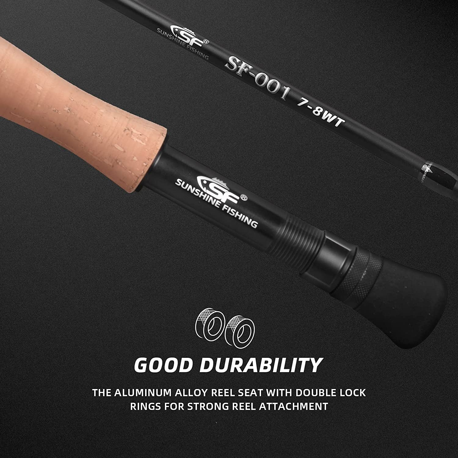 Fly Fishing Rod 4pc 3/4-9ft Matt Black Trout