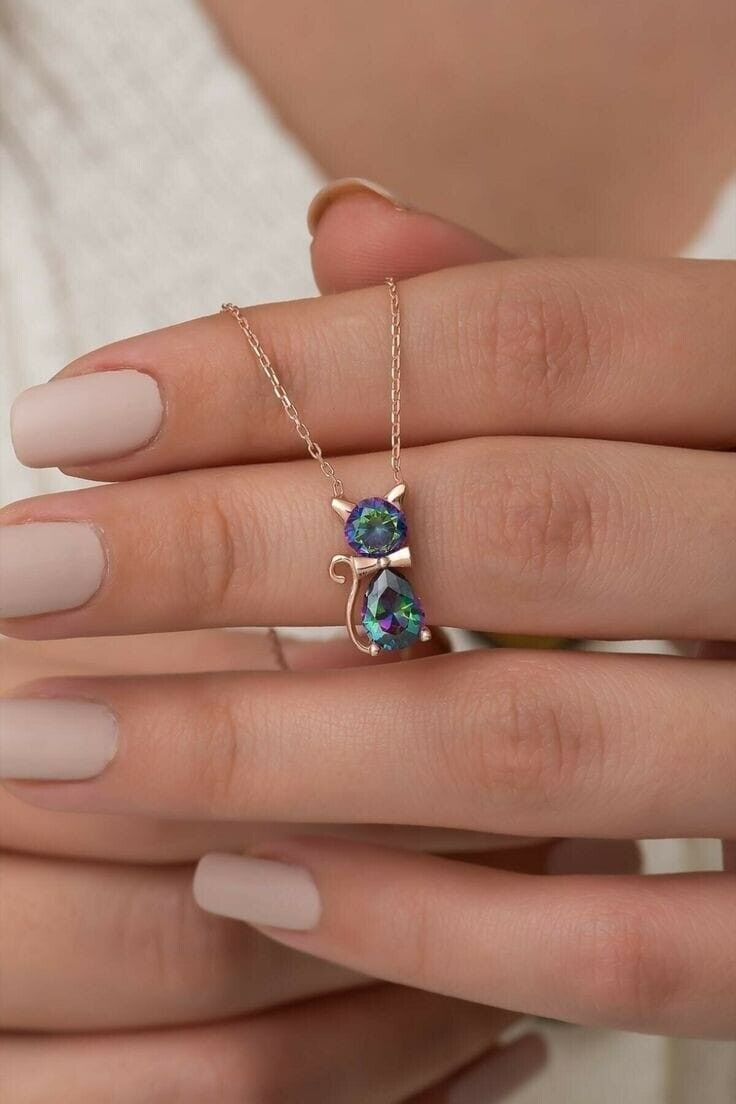 Lab Alexandrite Pear Pendant 14K Gold Plated Jewelry