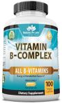 NaturaLife Labs Vitamin B Complex with Vitamin C and Folic Acid - B12, B1, B2, B3, Vitamin B5 Pantothenic Acid, B6, B7, B9 - Nervous System Support 100 Veggie Capsules