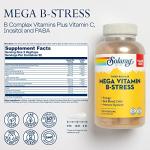SOLARAY Mega Vitamin B-Stress - Timed Release Vitamin B Complex w/Vitamin B12, B6, Folic Acid, VIT. C - Stress, Energy, Red Blood Cell, Immune Support - Vegan, 60-Day Guarantee (276 CT)