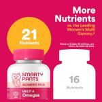 SmartyPants Women's Multivitamin Gummies - Improved Formula: Omega 3 (DHA/EPA), Methylfolate, CoQ10, Vitamin D3, C, Vitamin B12, B6, A, K & Zinc, Inositol, Gluten Free, 90 Count (30 Day Supply)