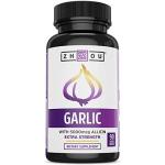 Zhou Garlic with Allicin - Garlic Supplements, Odorless Garlic Extract Pills for Men & Women, 5000 mcg Allicin Per Tablet for Immune & Heart Health - 90 Coated Tablets (Pack of 1)