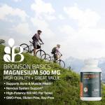 Bronson Magnesium 500 MG Supports Bone & Muscle Health & Nervous System Support - Non-GMO, 120 Vegetarian Tablets