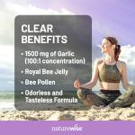 NatureWise Odorless Garlic Pills 1500 mg - with Royal Bee Jelly & Pollen - Herbal Supplement for Heart Health + Immune System + Antioxidants - Gluten-Free, Non-GMO - 60 Softgels [2-Month Supply]