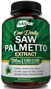 NutriFlair Saw Palmetto Extract 750mg, 120 Capsules - Natural Prostate Supplement & Berry Health Support - Helps Block DHT to Prevent Hair Loss and Helps Reduce Frequent Urination, for Women and Men