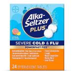 Alka-Seltzer Plus Severe, Cold & Flu Medicine, Citrus Effervescent Tablets, Nasal & Sinus Congestion, Sneezing, Runny Nose, Cough, Sore Throat 24 Count, Packaging May Vary