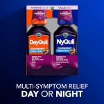 VICKS DayQuil & NyQuil Elderberry Flavor Cold & Flu Liquid Medicine Co-Pack, Multi-Symptom Relief of Headache, Fever, Sore Throat, Minor Aches & Pains, Sneezing, Runny Nose, and Cough, 2x12oz