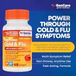 GenCare - Multi Symptom Non Drowsy Daytime Cold & Flu Relief Acetaminophen 325mg, Dextromethorphan HBr 10mg, Phenylephrine HCl 5mg (48 Softgels) Non Habit Forming Pain Reliever & Nasal Decongestant