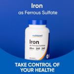 Nutricost Iron (As Ferrous Sulfate) 65mg, 240 Tablets - Non-GMO, Gluten Free
