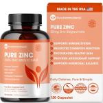 Pure Zinc Supplement 25mg - TRAACS Bisglycinate Chelate - 120 Capsules for Immune Support, Skin Health & Energy - for Men & Women