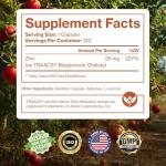 Pure Zinc Supplement 25mg - TRAACS Bisglycinate Chelate - 120 Capsules for Immune Support, Skin Health & Energy - for Men & Women