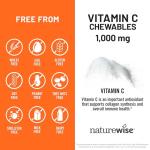 NatureWise Extra Strength Vitamin C Chewable 1000mg for Adults - Natural Orange Flavor - Immune System & Antioxidant Support - Non-GMO, Vegan & Sugar Free - 200 Chewable Tablets[100-Day Supply]