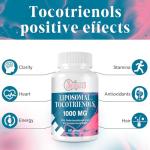 Liposomal Tocotrienols 1000mg – High Absorption Vitamin E Tocotrienols Supplement with 95% Delta & 5% Gamma – Antioxidant for Skin & Healthy Aging – 60 Softgels