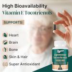 Zingicin Vitamin E Tocotrienols - Liposomal Tocotrienols Supplement 1000mg, Highly Absorbable Delta Tocotrienol and Gamma Tocotrienol for Bone Health, and Antioxidant Support, 120 Softgels