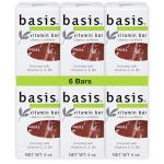 Basis Vitamin Bar Soap for Body, Hands and Face, Natural Soap Bar for All Skin Types with Vitamin C, E and B5, 4 Oz, Pack of 6