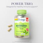 SOLARAY Echinacea Vitamin C & Zinc 850mg Plus Bioflavonoids, Echinacea Capsules for Healthy Immune Support, Vegan, Lab Verified, 60-Day Money-Back Guarantee, 90 Servings, 180 VegCaps