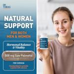 Dr. Tobias Saw Palmetto Supplement, Supports Urinary Health, Hormonal Balance, Prostate Health, & Hair Vitality, Saw Palmetto for Men & Women, 500mg Per Serving - 100 Capsules, 100 Servings
