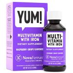NovaFerrum Yum | Multivitamin with Iron for Infants, Toddlers & Kids | Immune Support | Ages 4 & Under | Gluten Free Certified | Sugar Free | Raspberry Grape | 120 Servings