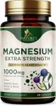 Magnesium Supplement (Citrate Oxide) 1000mg for Best Absorption, Supports Bone, Heart Health, Nerves, Muscles & Metabolism, Nature's Pure Magnesio Vitamin Pills, Bottled in USA, 60 Capsules