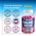Sugar Free Chewable Calcium Gummy Vitamins - Plus 400 IU Vitamin D3 for Bone, Teeth, & Immune Health Support - Calcium Supplements for Women & Men Daily, Non-GMO, Berry Flavored - 120 Gummies