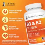 Dr. Berg Maximum Strength 7-in-1 Vitamin D3 K2 5000 IU | Naturally Derived D3 | 4X Lab-Tested & Verified | High Absorption Formula | K2 D3 Vitamin Supplement - 60 Capsules