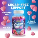 Sugar Free Chewable Calcium Gummy Vitamins - Plus 400 IU Vitamin D3 for Bone, Teeth, & Immune Health Support - Calcium Supplements for Women & Men Daily, Non-GMO, Berry Flavored - 120 Gummies