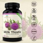 Organic Milk Thistle | Non GMO 2000mg 4X Concentrated Vegan Daily Supplement w/Silymarin Seed Extract for Liver Support, Detox and Cleanse - 60 Veggie Capsules