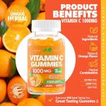 Vitamin C Gummies 1000mg for Adults & Kids – Chewable Multivitamin with Zinc for Immune System & Collagen Support for Skin – Orange Flavor – Gluten Free, Non-GMO, Vegetarian – 60 Gummies