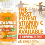 Vitamin C Gummies 1000mg for Adults & Kids – Chewable Multivitamin with Zinc for Immune System & Collagen Support for Skin – Orange Flavor – Gluten Free, Non-GMO, Vegetarian – 60 Gummies