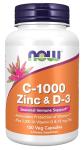 NOW Supplements, C-1000 Zinc & D-3, Seasonal Immune Support*, 100 Veg Capsules