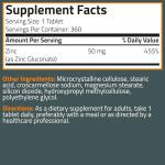 Bronson Zinc 50 MG High Potency One Year Supply Supports Immune, Antioxidant & Skin Health - Non-GMO, 360 Vegetarian Tablets
