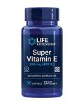 Life Extension Super Vitamin E, 268 mg (400 IU), Non-Synthetic Vitamin E Supplement Promotes Whole-Body Health, Gluten-Free, Non-GMO, 90 softgels
