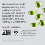 Sports Research Odorless Garlic Oil Pills (1000mg) with Parsley & Chlorophyll | Non-GMO Verified, Vegan Certified & Gluten Free (150 Plant Gels)