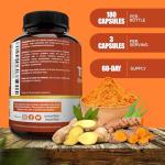 NutriFlair Turmeric Curcumin with Ginger and BioPerine Black Pepper Supplements, 180 Capsules - 95% Curcuminoids - Joint Support, Antioxidant, Anti Aging - Natural, Non-GMO, Vegan Best Maximum Potency