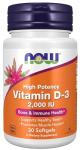 NOW Foods Supplements, Vitamin D-3 2,000 IU, High Potency, Structural Support*, 30 Softgels