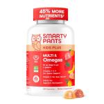 SmartyPants Kids Multivitamin Gummies - Improved Formula: Omega 3 (DHA/EPA), Vitamins D3, C, B12, B6, Vitamin A, K & Zinc, Gluten Free, Three Fruit Flavors, 60 Count (30 Day Supply)