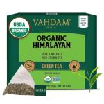 VAHDAM, Organic Himalayan Green Tea (100 Count) High Grown, Non GMO, Gluten Free, Low Caffeine | Earthy & Smooth | Resealable & Plant-Based Pyramid Tea Bags