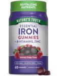 Nature's Truth Iron Gummies | 60 Count | Vegan, Non-GMO & Gluten Free Supplement | with Zinc & B Vitamins | Grape Flavor