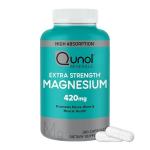 Qunol Magnesium Capsules 420mg, 100% DV, High Absorption Magnesium Supplement, Extra Strength, Bone and Muscle Health Supplement, 180 Count