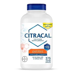 Citracal Petites, 400 mg Calcium Citrate, Easily Absorbed and Highly Soluble with 12.5 mcg (500 IU) Vitamin D3, Bone Health Support for Ages 12+, Smaller and Easier to Swallow Caplets, 375 Count