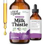 Wild & Organic Milk Thistle Liquid Drops - Liver Cleanse Detox - Silymarin Milk Thistle Supplement for Liver Support - Silybum Marianum Seed Extract Tincture - Vegan, Sugar & Alcohol-Free - 4 fl oz