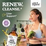 Wild & Organic Milk Thistle Liquid Drops - Liver Cleanse Detox - Silymarin Milk Thistle Supplement for Liver Support - Silybum Marianum Seed Extract Tincture - Vegan, Sugar & Alcohol-Free - 4 fl oz